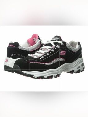 Skechers D'Lites Life Saver Black Pink Sneakers w/Box - 8.5
